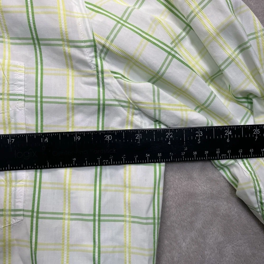 Paul Smith London Shirt Mens 16.5/42 Green Yellow Plaid Button Up Dress Italy LS